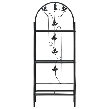 3-stufiges Pflanzenregal Schwarz 52 x 28 x 128 cm Eisen